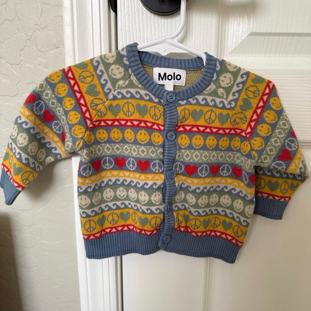 Molo Kids Blue and Yellow Patterned Sweater